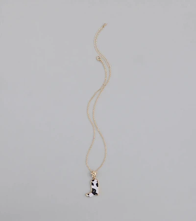 Southern Charm Faux Fur Cowboy Boot Necklace