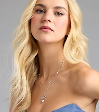 Sweet Trend Bow Pearl Layered Necklace