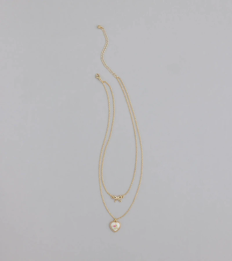 From The Heart Bow Layered Necklace