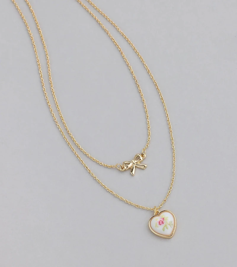 From The Heart Bow Layered Necklace
