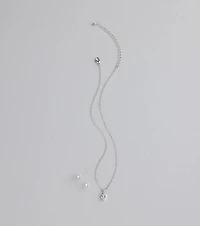 Sweet Talk Sparkle Heart Necklace And Stud Set