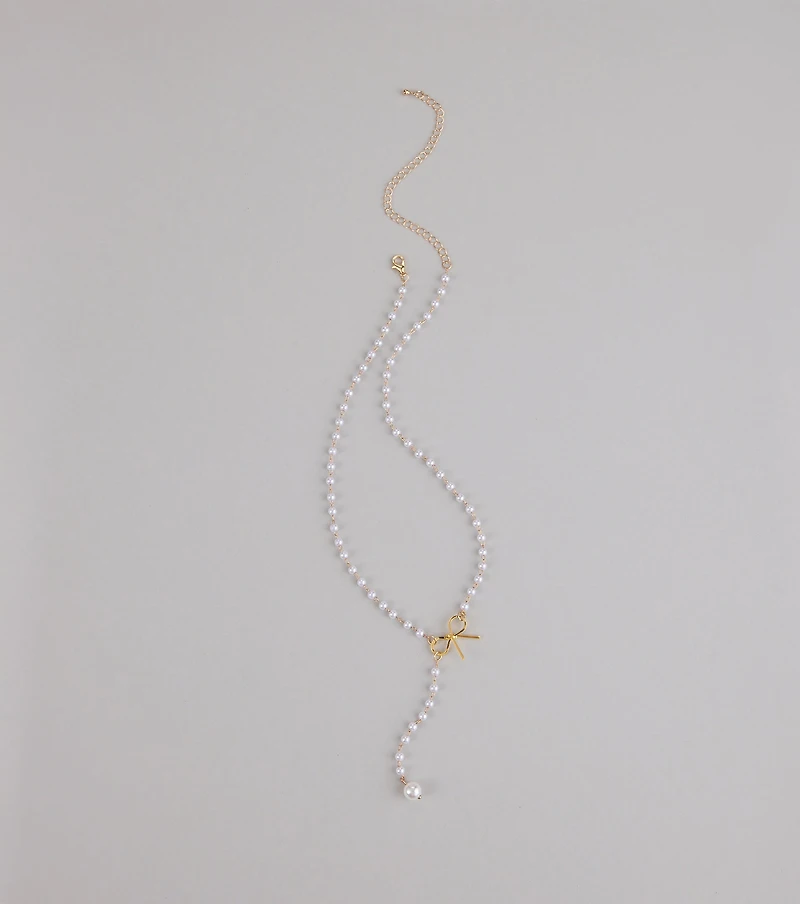 Pretty Please Bow and Pearl Necklace