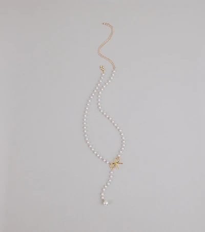 Pretty Please Bow and Pearl Necklace
