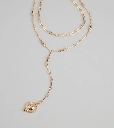 Polished Glow Layered Lariat Pendant Necklace