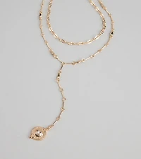 Polished Glow Layered Lariat Pendant Necklace