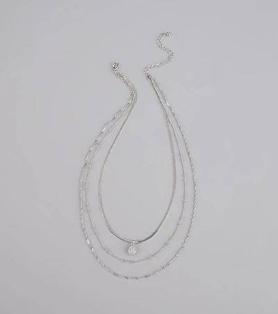 Layers of Luxe Teardrop Cubic Zirconia Necklace