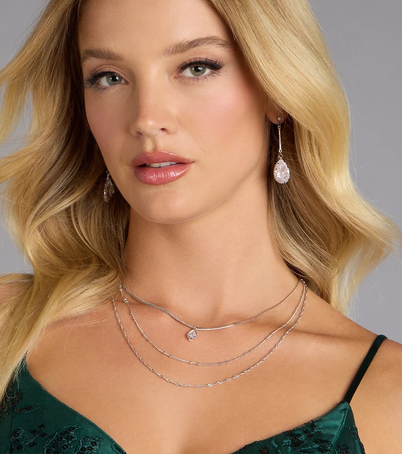 Layers of Luxe Teardrop Cubic Zirconia Necklace