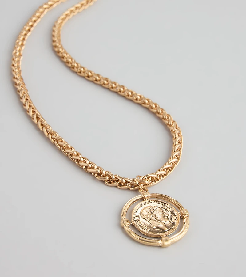 Coin Toss Statement Chain Necklace