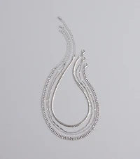 All The Sparkle Rhinestone Chain Necklace Set