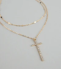 Glam Energy Layered Cross Chain Necklace