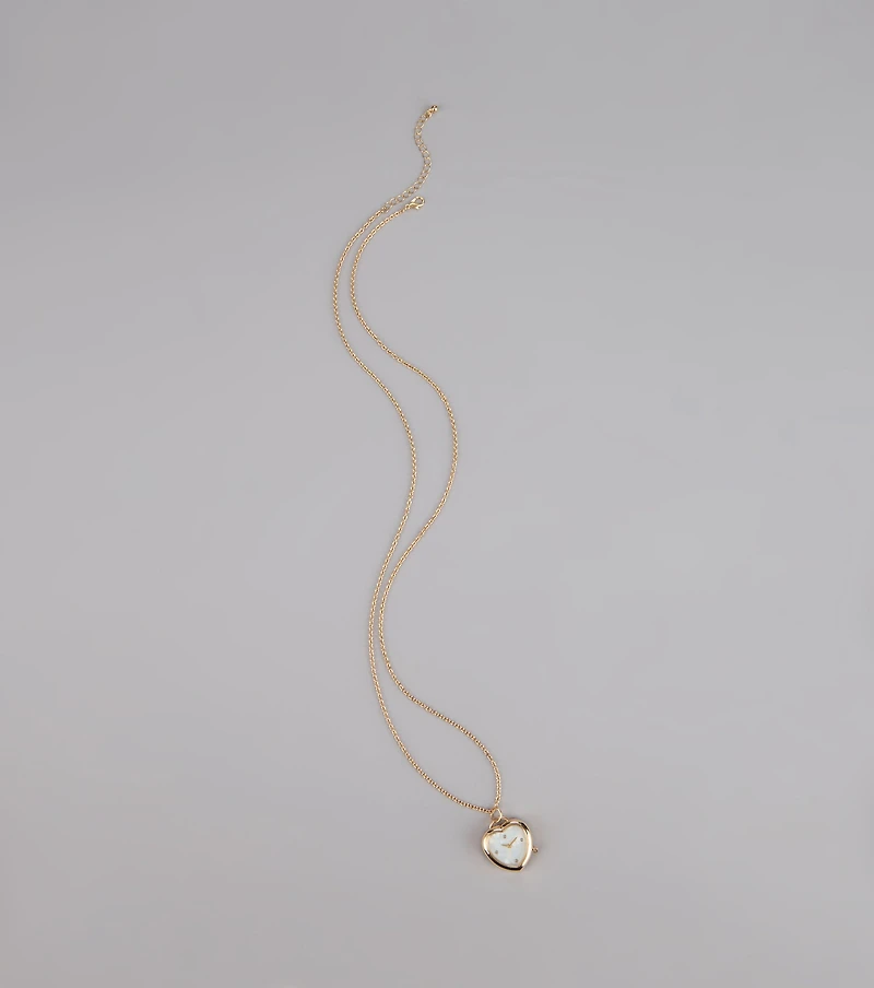 Time After Time Heart Watch Necklace