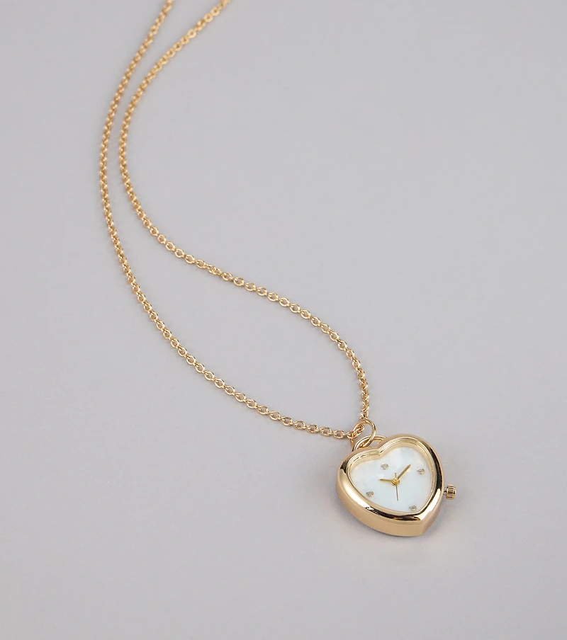 Time After Time Heart Watch Necklace