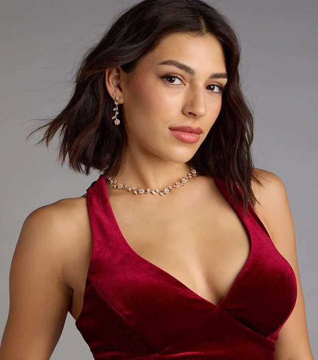 Floral Beauty Necklace And Earrings Set