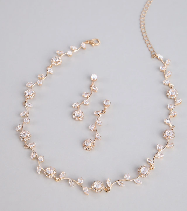 Floral Beauty Necklace And Earrings Set