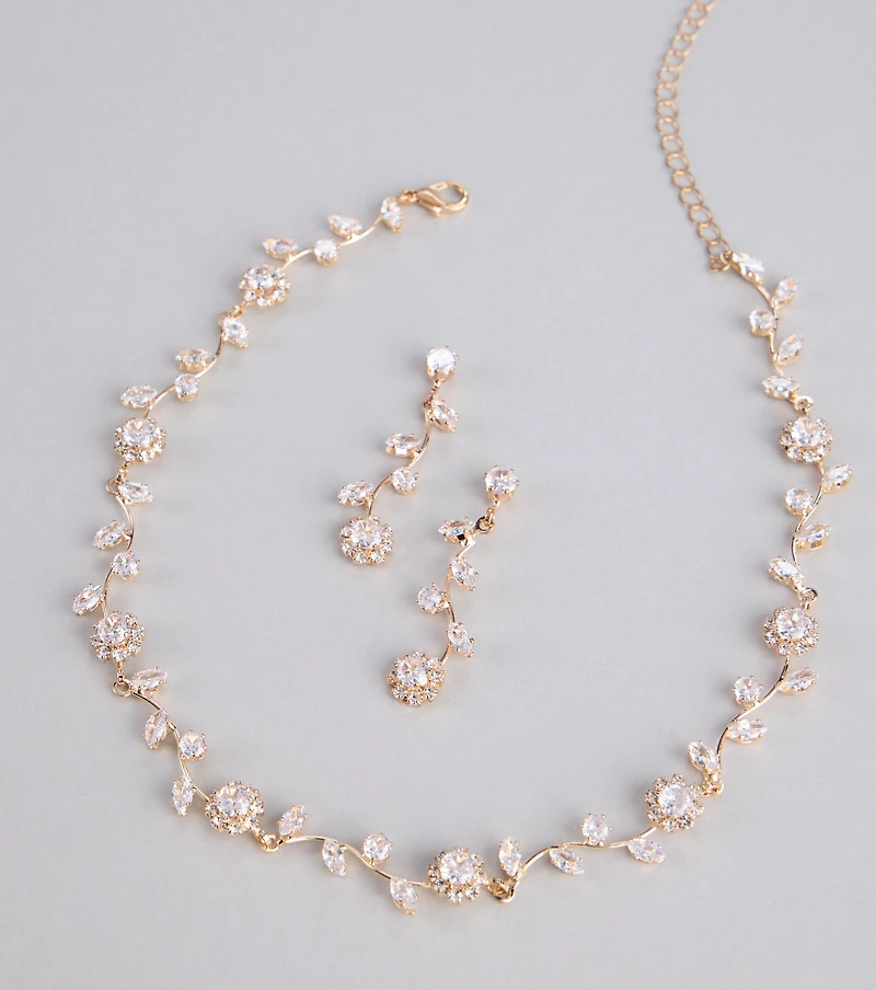 Floral Beauty Necklace And Earrings Set