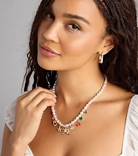 Sweet And Playful Charm Faux Pearl Necklace