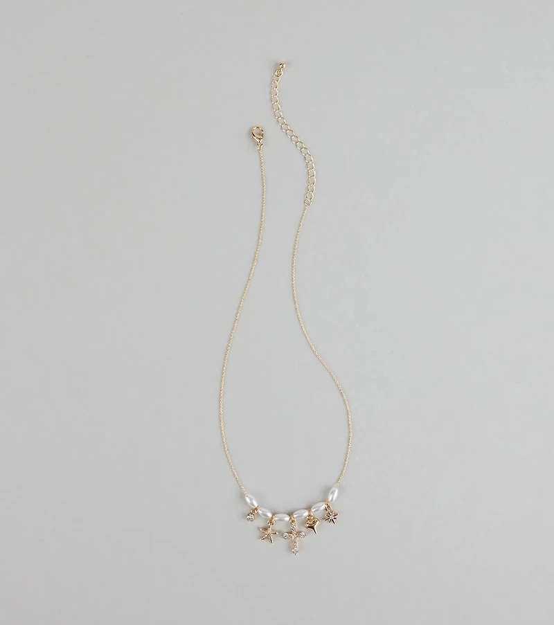 Seas the Moment Faux Pearl Charm Necklace