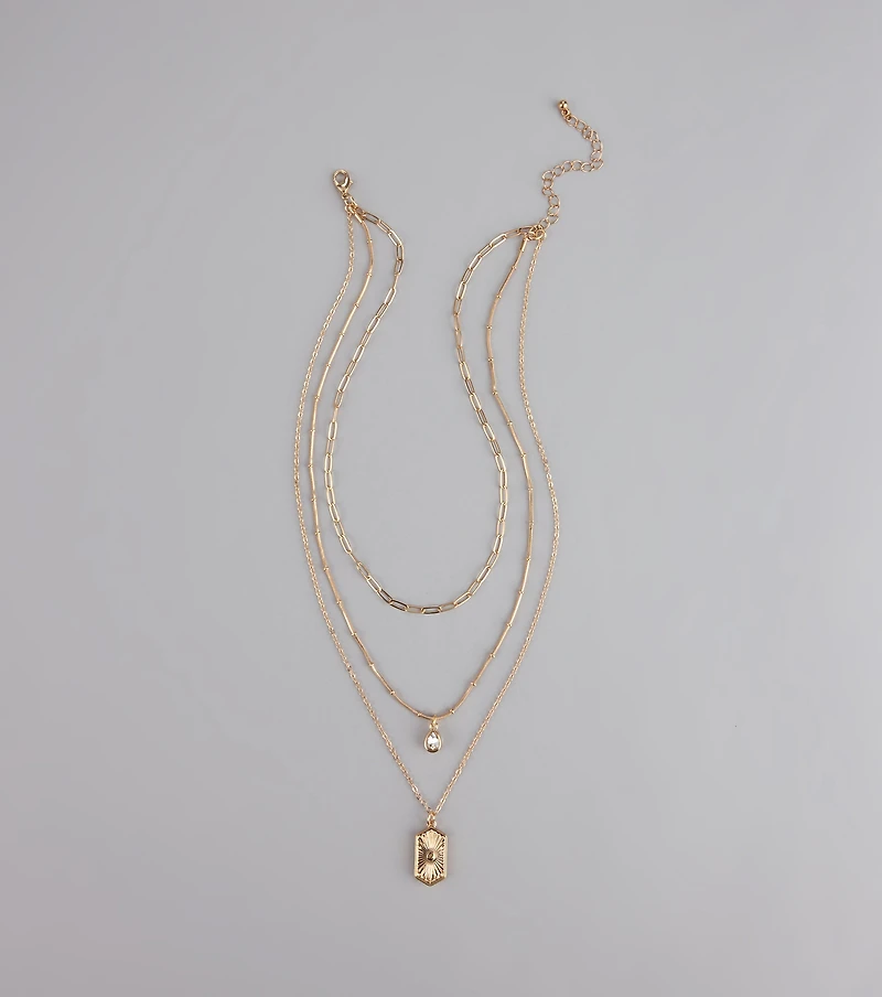 Stacked Up Layered Chain Charm Necklace