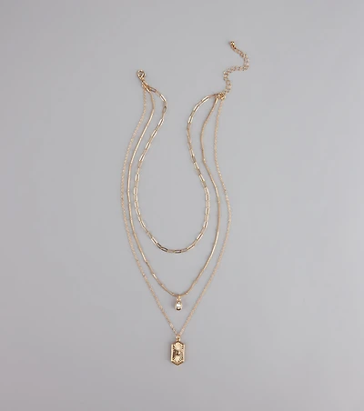 Stacked Up Layered Chain Charm Necklace