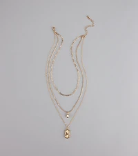 Stacked Up Layered Chain Charm Necklace