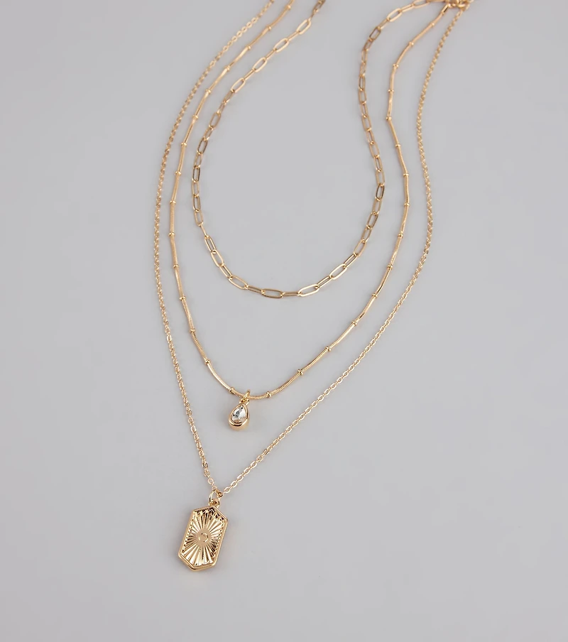Stacked Up Layered Chain Charm Necklace