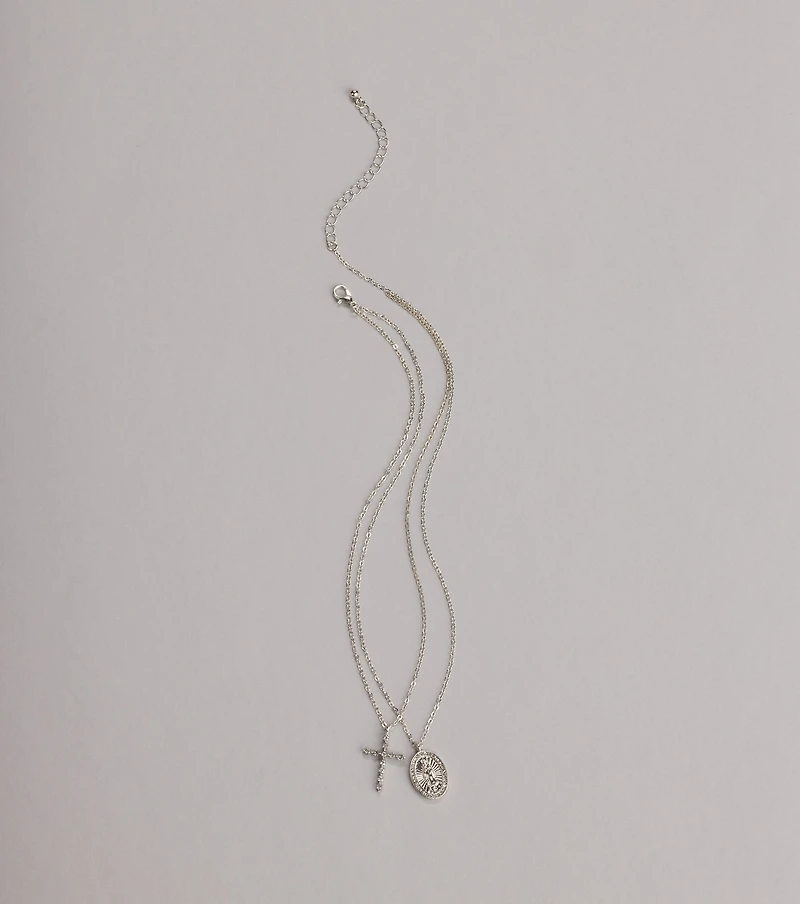 Dainty Blessings Cross Pendant Necklace
