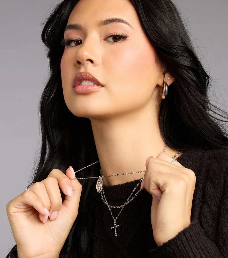 Dainty Blessings Cross Pendant Necklace