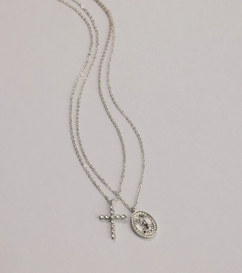 Dainty Blessings Cross Pendant Necklace