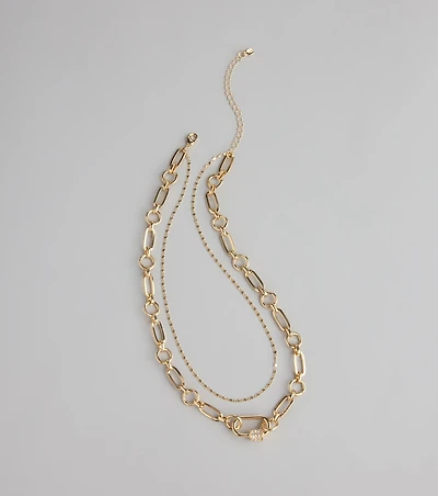 Linked Up Layered Chain Necklace