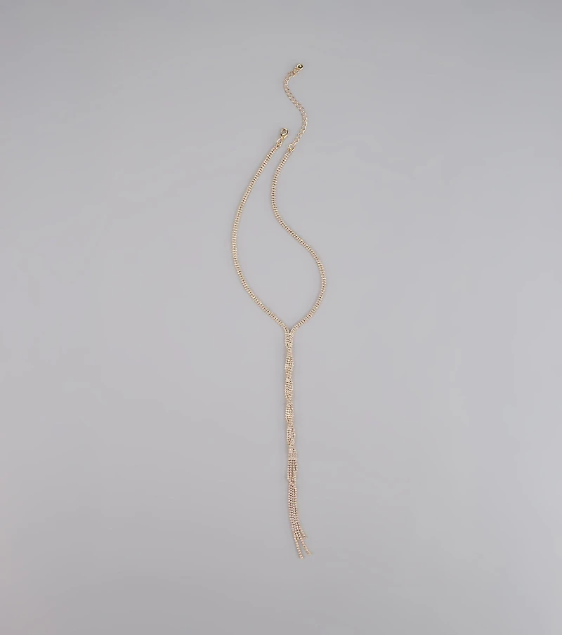 Endless Sparkle Rhinestone Twisted Lariat Necklace