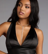 Endless Sparkle Rhinestone Twisted Lariat Necklace
