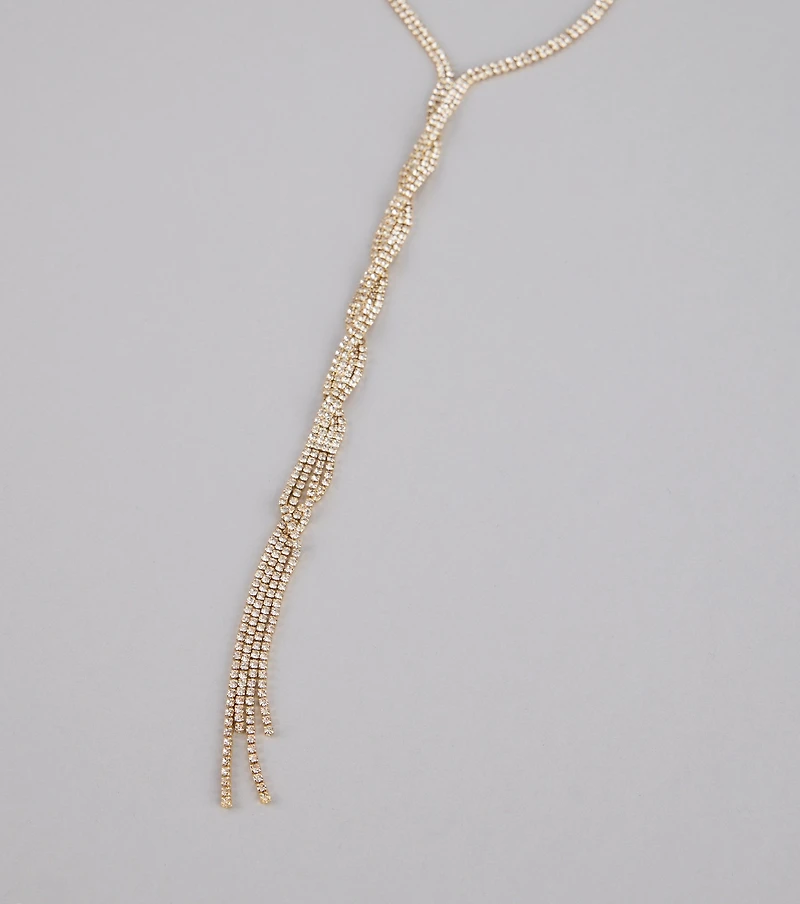 Endless Sparkle Rhinestone Twisted Lariat Necklace