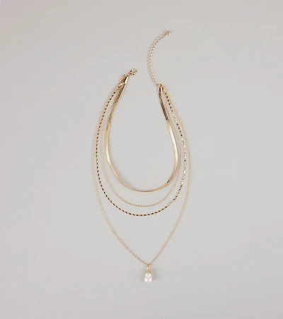 Layered Up Pearl Charm Chain Necklace