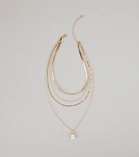 Layered Up Pearl Charm Chain Necklace