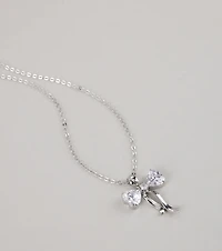 Pretty And Polished Cubic Zirconia Bow Necklace
