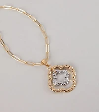 Stay Lucky Clover Charm Paperclip Chain Necklace