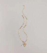 Good Luck Clover And Pearl Charm Necklace