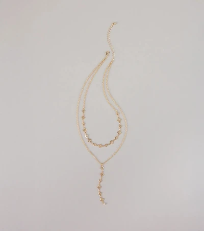 Charmed I'm Sure Clover Chain Lariat Necklace