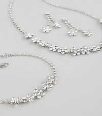 Shine Bloom Rhinestone Floral Jewelry Set