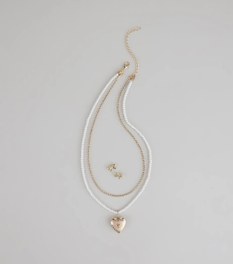Sweetheart Vibes Necklace And Earrings Set