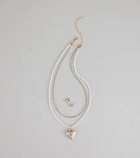 Sweetheart Vibes Necklace And Earrings Set