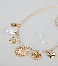 Sweet on You Charm Necklace And Heart Studs
