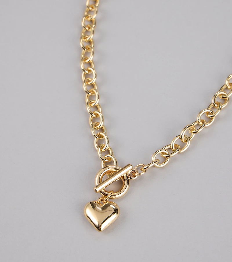 Locked in Love Heart Toggle Necklace
