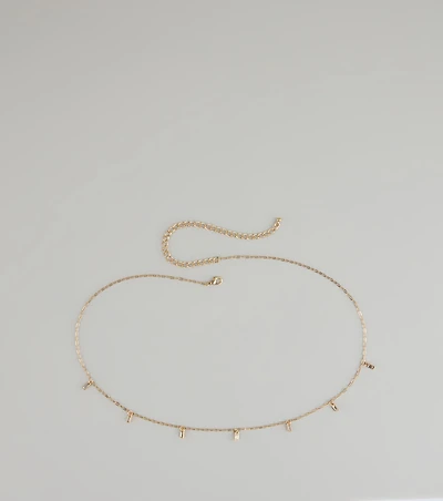 Dainty Luxe Rhinestone Charm Belly Chain
