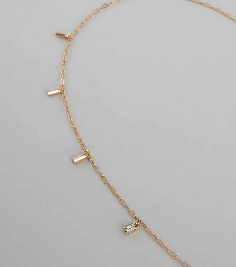 Dainty Luxe Rhinestone Charm Belly Chain