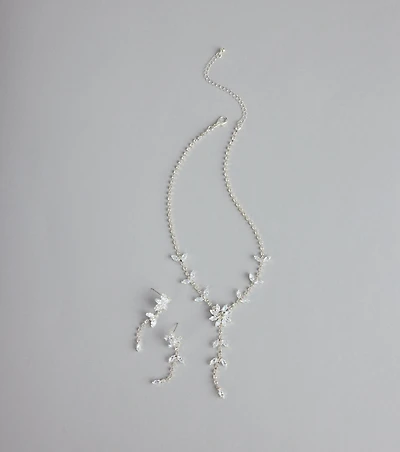 Starlet Bloom Rhinestone Necklace And Earrings Set