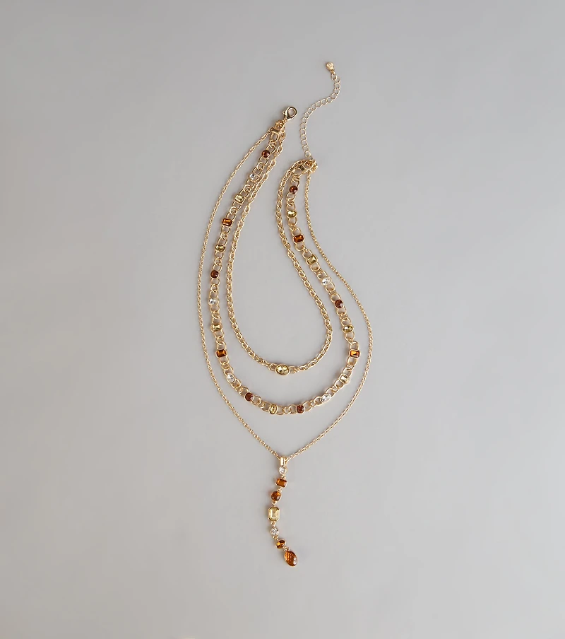 Stacked And Stunning Stone Lariat Necklace