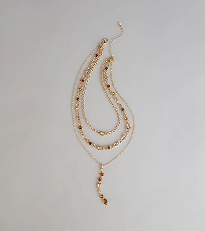 Stacked And Stunning Stone Lariat Necklace
