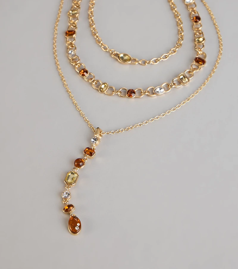 Stacked And Stunning Stone Lariat Necklace