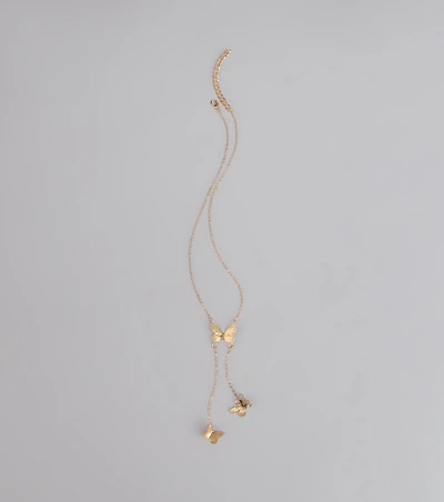 Soft Statement Butterfly Lariat Necklace